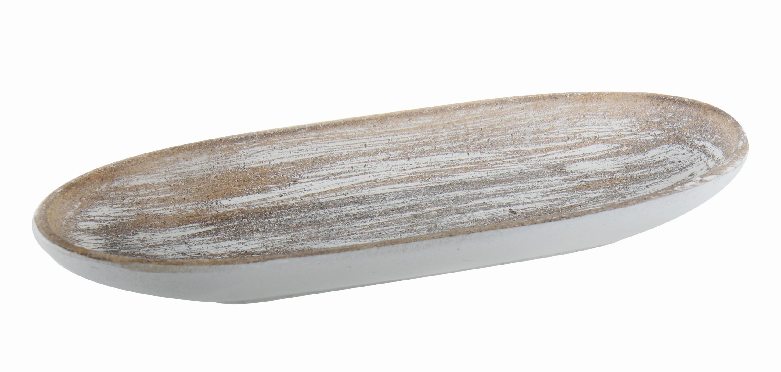 Vintage Holzschale, länglich und abgerundet