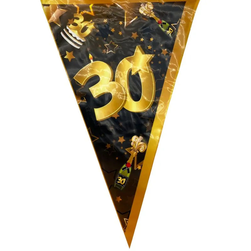 Wimpel-Girlande zum 30. Geburtstag in schwarz/gold