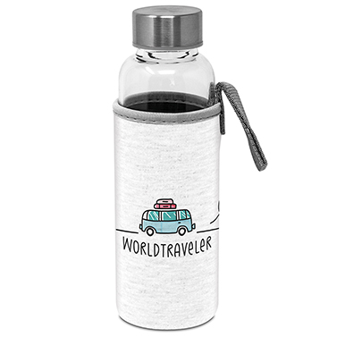 ppd Glasflasche "Worldtraveler" mit Schutzhülle