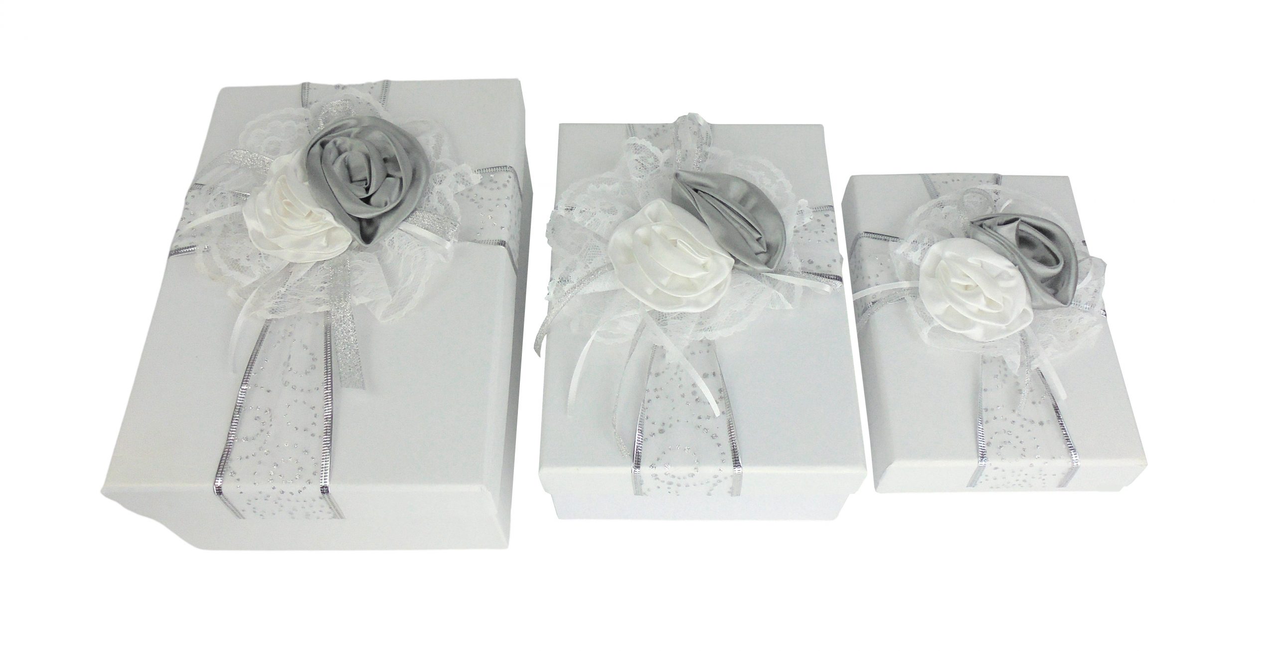 Geschenkkartonage mit Rosenverzierung, 3 Größen