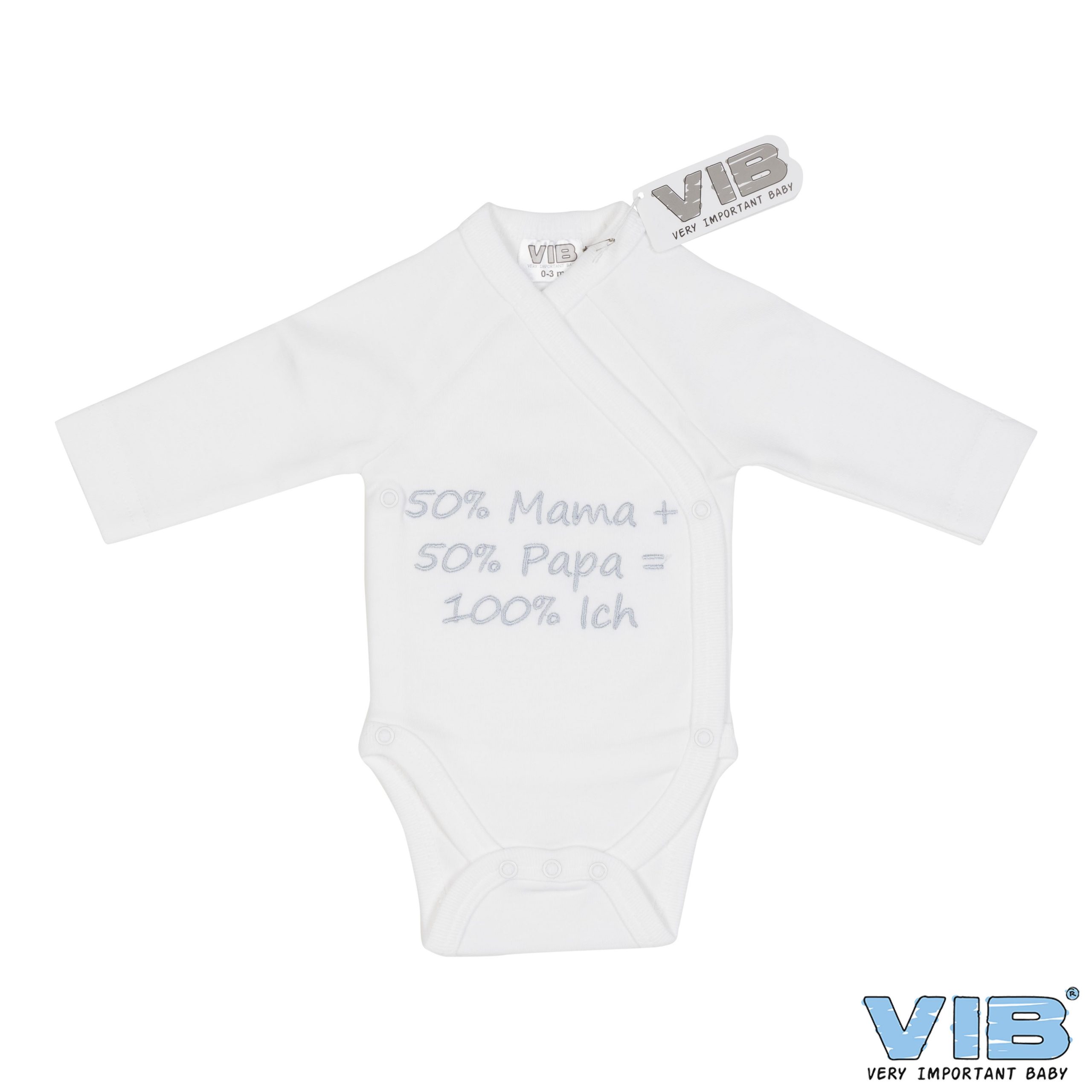 VIB – Wickel-Strampler “50 % Mama + 50 % Papa = 100 % Ich”