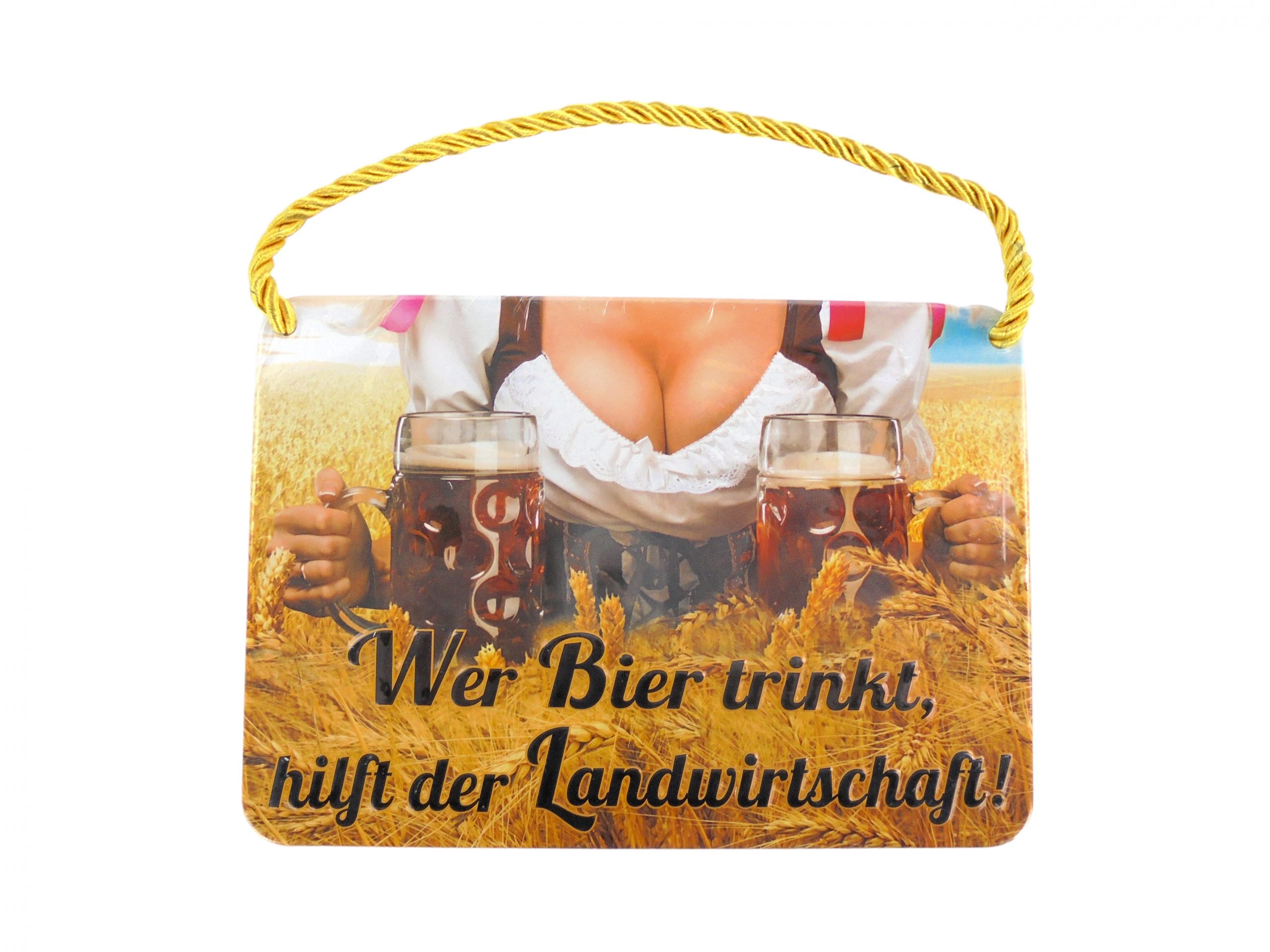 Kulthänger - Blechschild "Wer Bier trinkt, hilft der Landwirtschaft!"