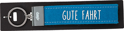 Glückfilz Anhänger in blau "Gute Fahrt"