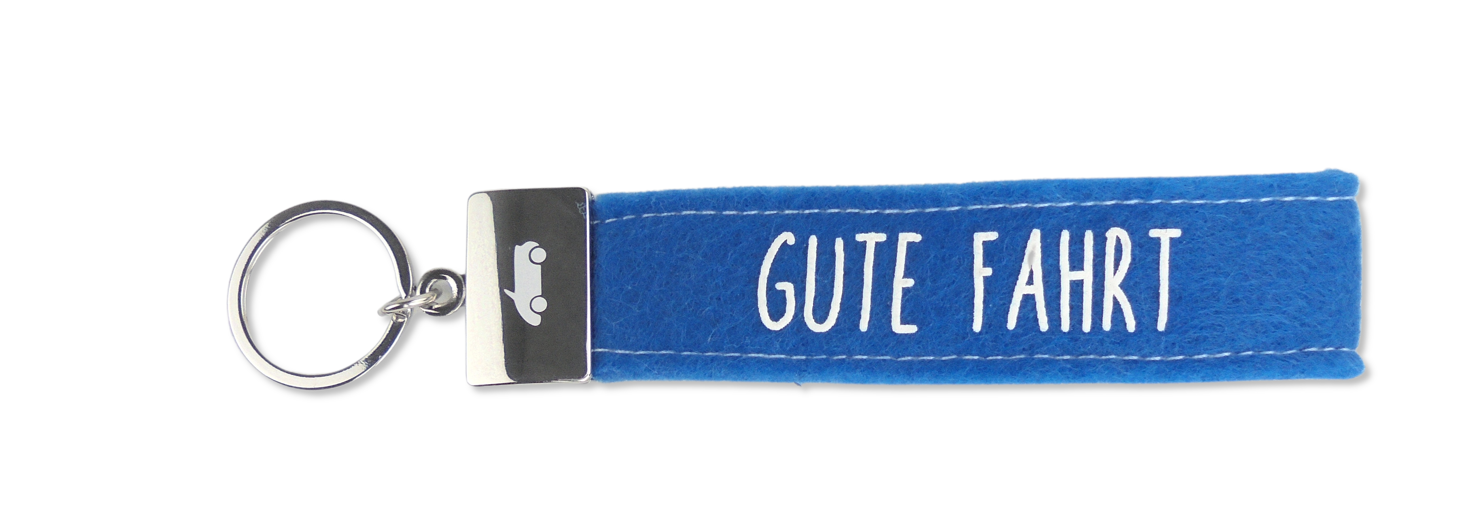 Glückfilz Anhänger in blau "Gute Fahrt"