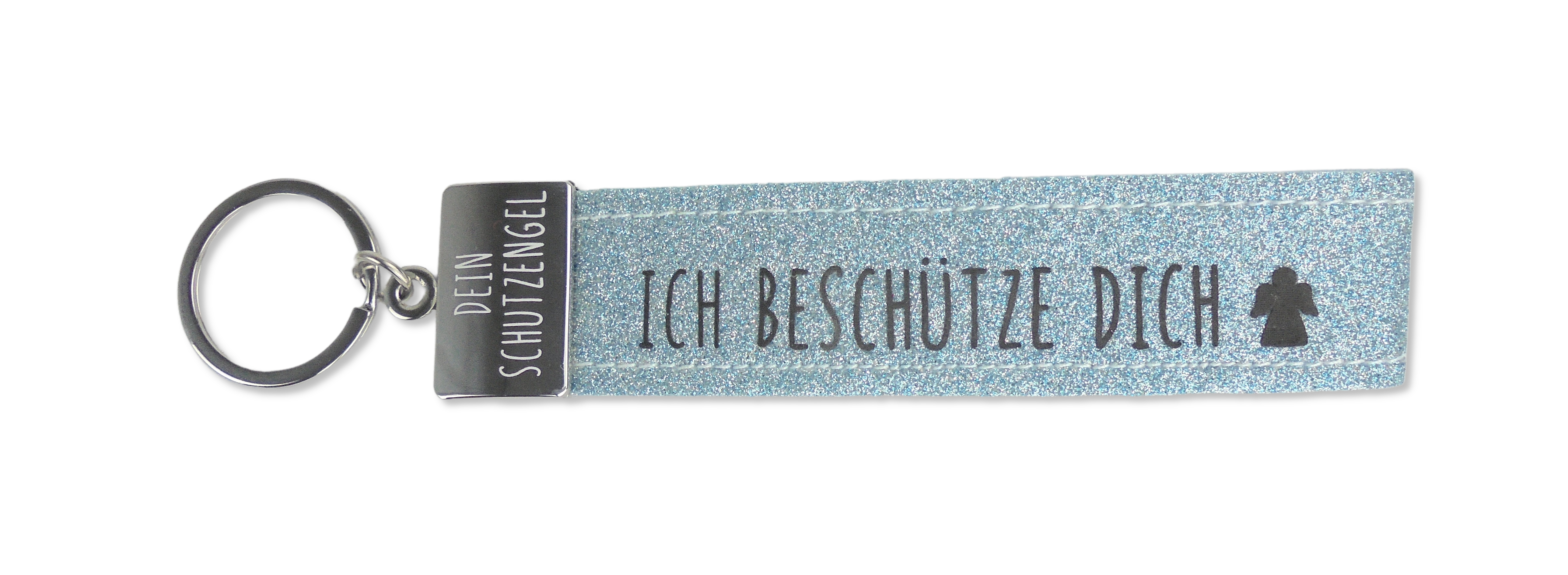 Glücksfilz Anhänger glitzernd in hellblau "Ich beschütze dich"