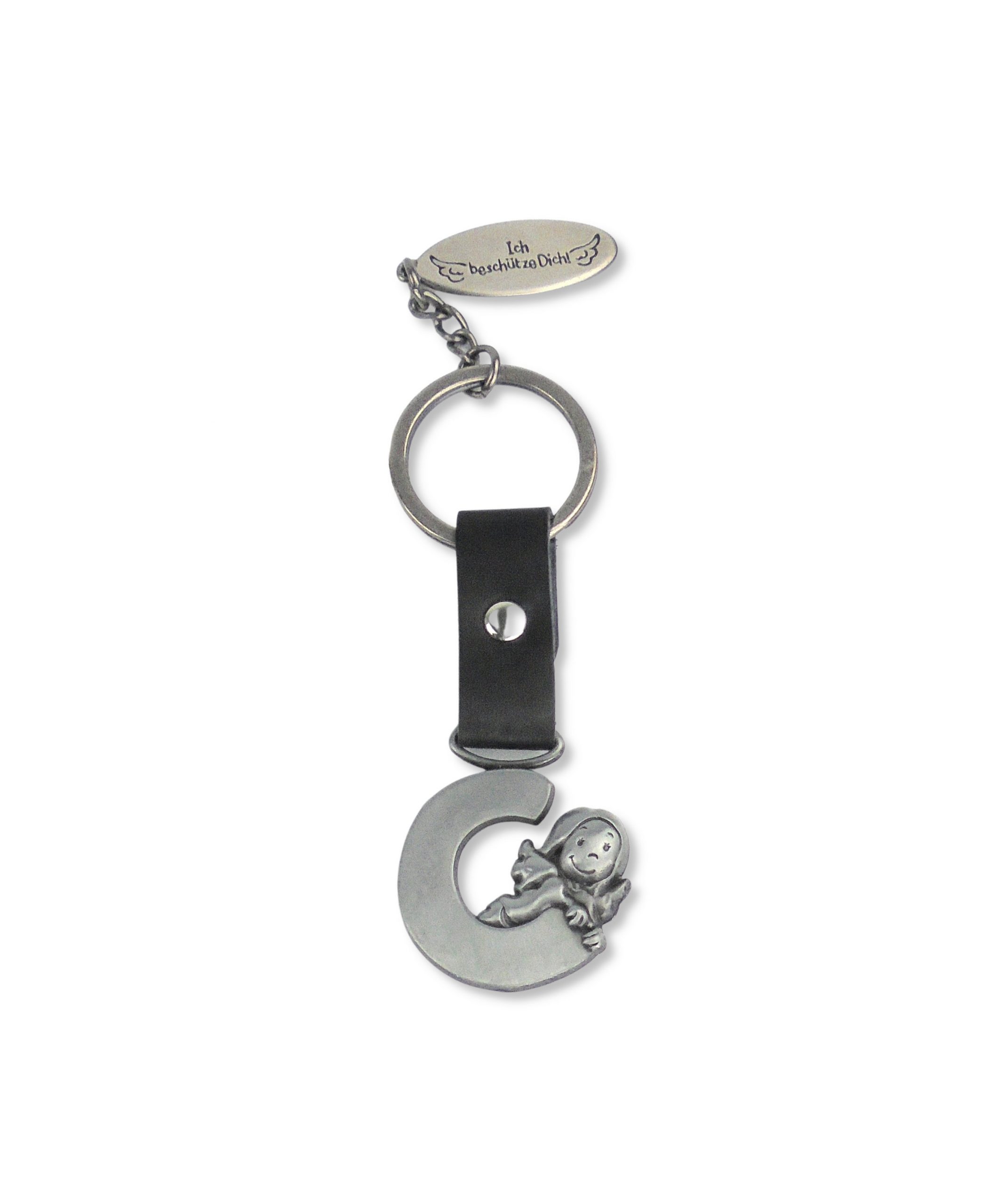 Schutzengel mit Buchstaben "C" als Schlüsselanhänger