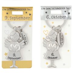 Schutzengel-Schlüsselanhänger mit Datum, Beispiel