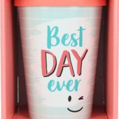 Stylischer To-Go-Becher mit Motiv und Spruch