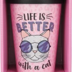 Stylischer To-Go-Becher mit Motiv und Spruch