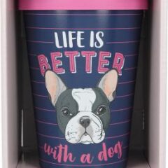 Stylischer To-Go-Becher mit Motiv und Spruch