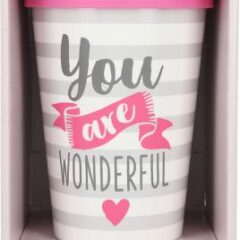 Stylischer To-Go-Becher mit Motiv und Spruch