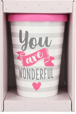 Stylischer To-Go-Becher mit Motiv und Spruch "Wonderful"