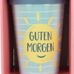 Stylischer To-Go-Becher mit Motiv und Spruch