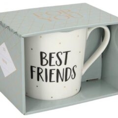 Porzellan-Becher mit Goldverzierung und Spruch „Best Friends“