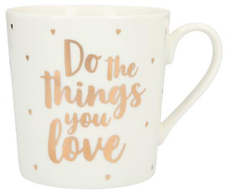 Porzellan-Becher mit Goldverzierung „Do the things you love“