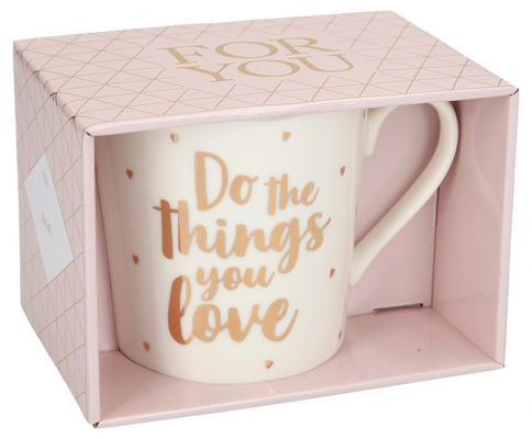 Porzellan-Becher mit Goldverzierung „Do the things you love“