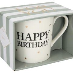 Porzellan-Becher mit Goldverzierung „Happy Birthday“ Schwarz