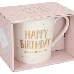 Porzellan-Becher mit Goldverzierung „Happy Birthday“ Gold