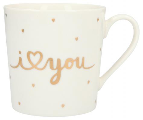 Porzellan-Becher mit Goldverzierung „I love you“