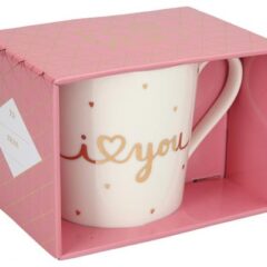 Porzellan-Becher mit Goldverzierung „I love you“