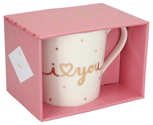 Porzellan-Becher mit Goldverzierung „I love you“