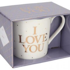 Porzellan-Becher mit Goldverzierung „I love you“