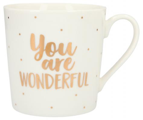 Porzellan-Becher mit Goldverzierung „You are wonderful“