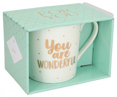 Porzellan-Becher mit Goldverzierung „You are wonderful“