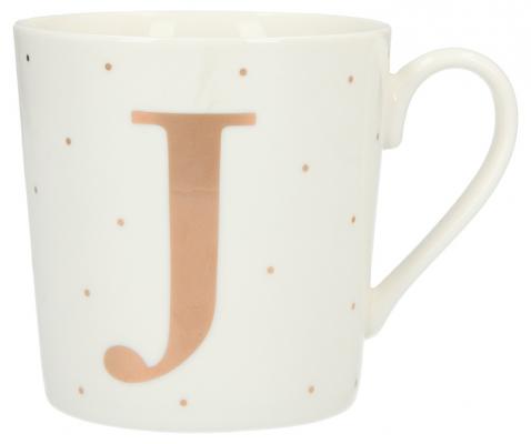 Porzellan-Becher mit Goldverzierung und Buchstabe „J“