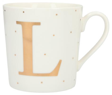Porzellan-Becher mit Buchstaben „L“ in Gold