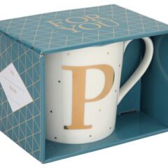 Porzellan-Becher mit Goldverzierung und Buchstabe „P“