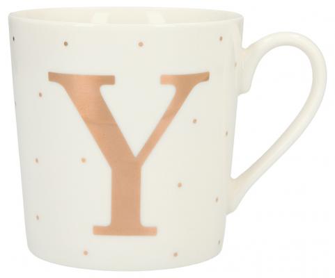 Porzellan-Becher mit Goldverzierung und Buchstabe „Y“