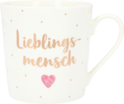 Porzellan-Becher mit Goldverzierung „Lieblingsmensch“