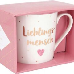 Porzellan-Becher mit Goldverzierung „Lieblingsmensch“