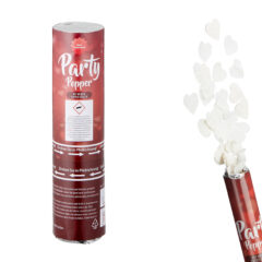 Party Popper "Weiße Herzen", 20 cm