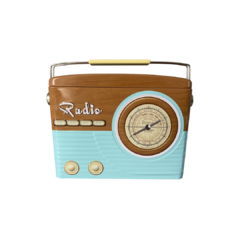 Blech-Keksdose "Radio", tailliert in türkis/braun *