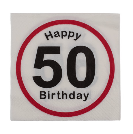 Servietten "Happy Birthday" zum 50. Geburtstag, 20 Stück