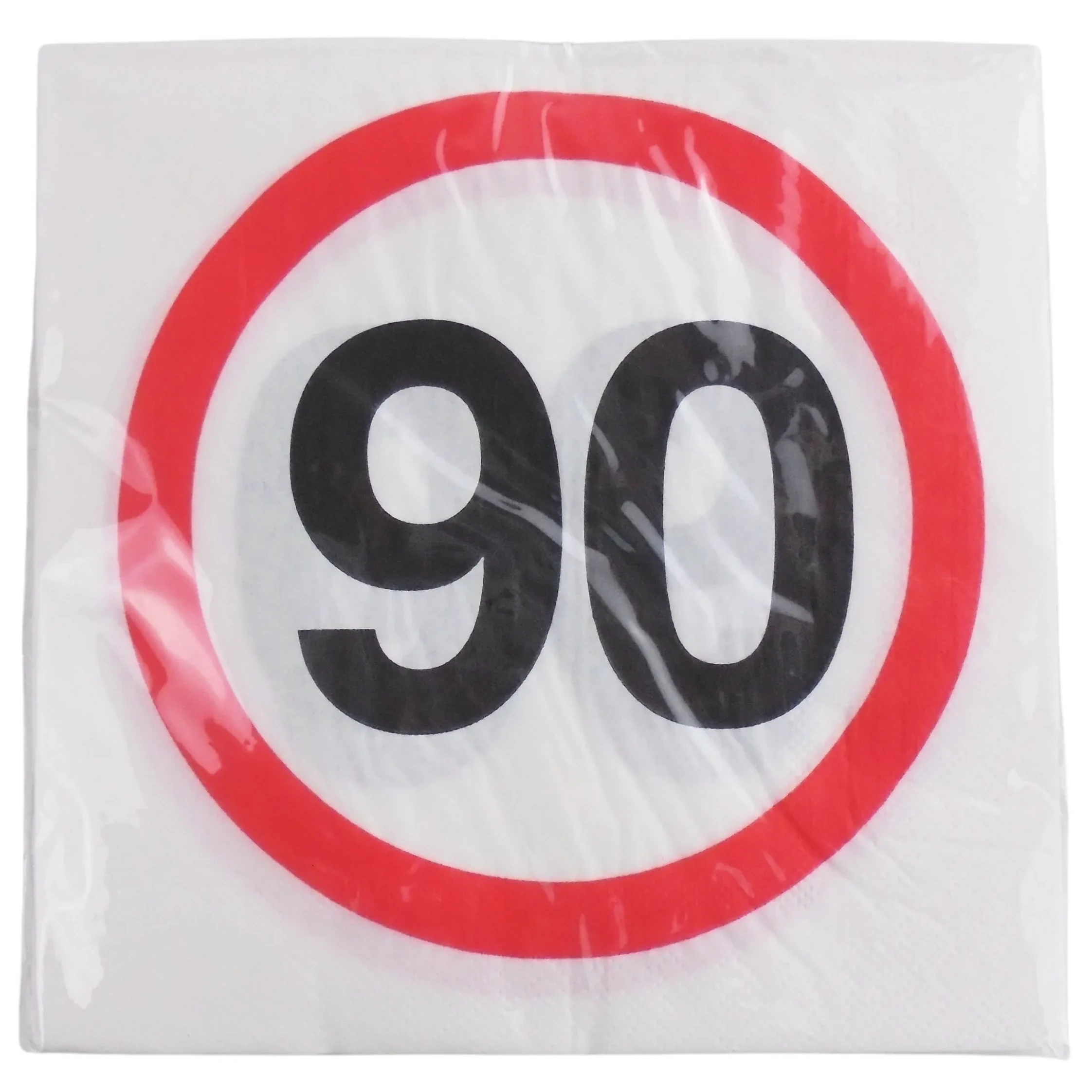 Servietten zum 90. Geburtstag "Verkehrsschild"