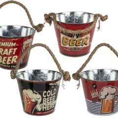 Bier-Eimer aus Metall mit Flaschenöffner