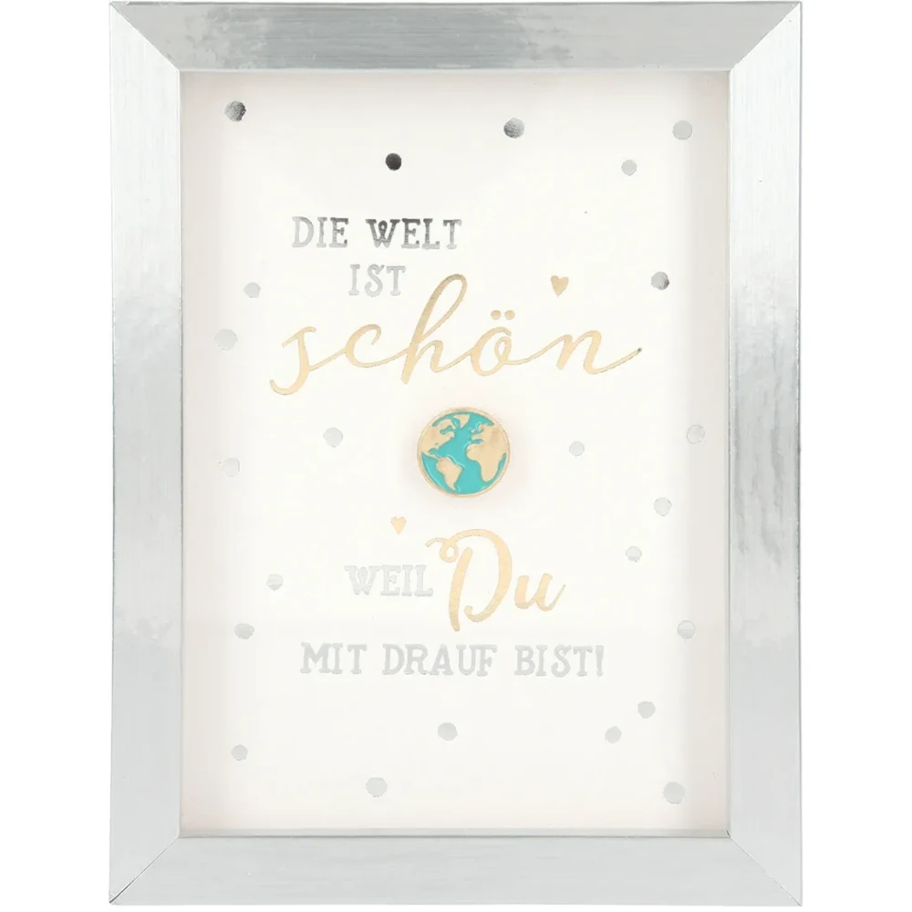 Mini-Bilderrahmen mit Schriftzug "Die Welt"