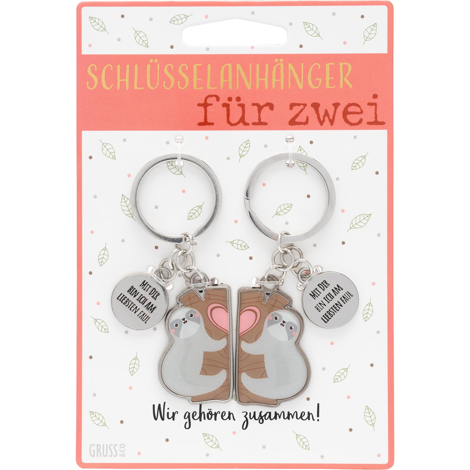 Sheepworld Schlüsselanhänger für Zwei “Mit Dir bin ich am liebsten faul”