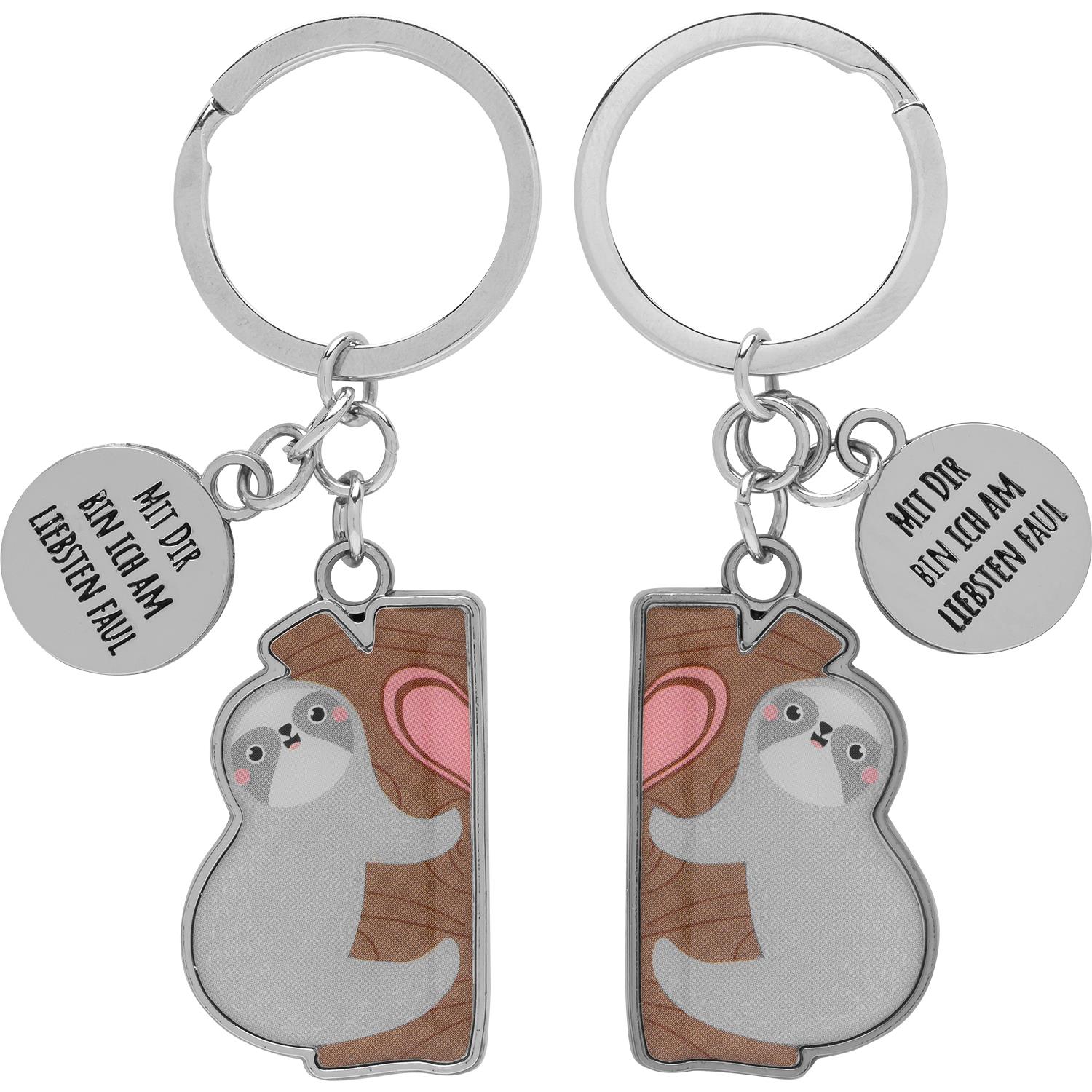 Sheepworld Schlüsselanhänger für Zwei “Mit Dir bin ich am liebsten faul”