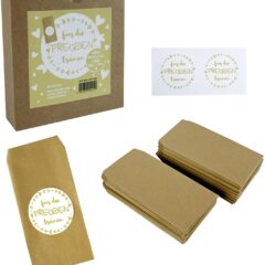 100 Tüten "für die Freudentränen" an Hochzeiten inkl. 100 Stickern