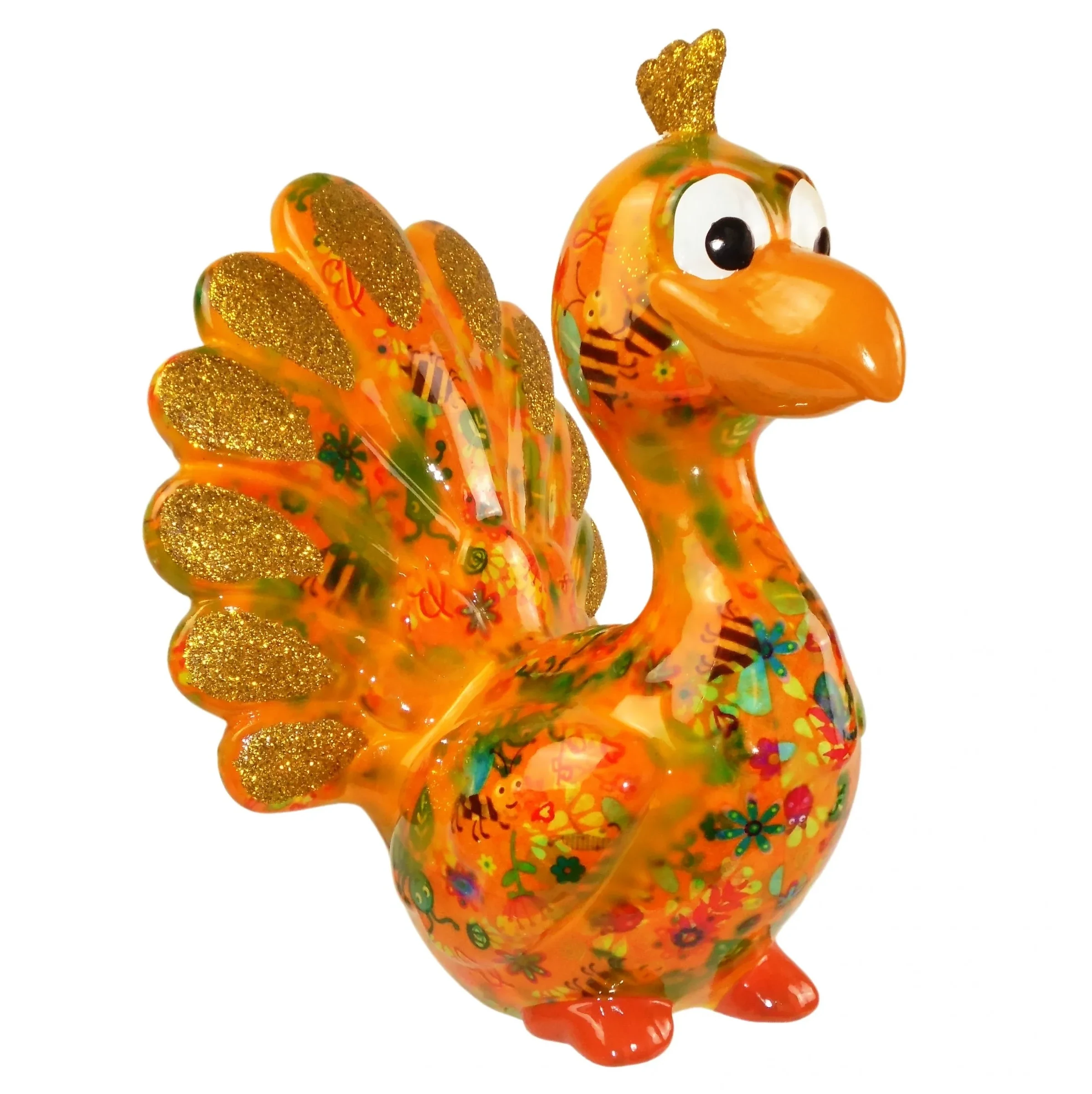 Pomme-Pidou Spardose "Pfau Paolo" Orange