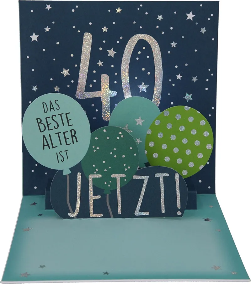 Pop-up-Musikkarte "Happy Birthday 40" mit Licht-Effekt