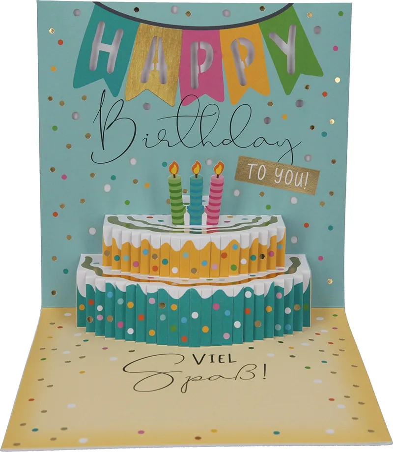 Pop-up-Musikkarte "Du hast Geburtstag" mit Licht-Effekt