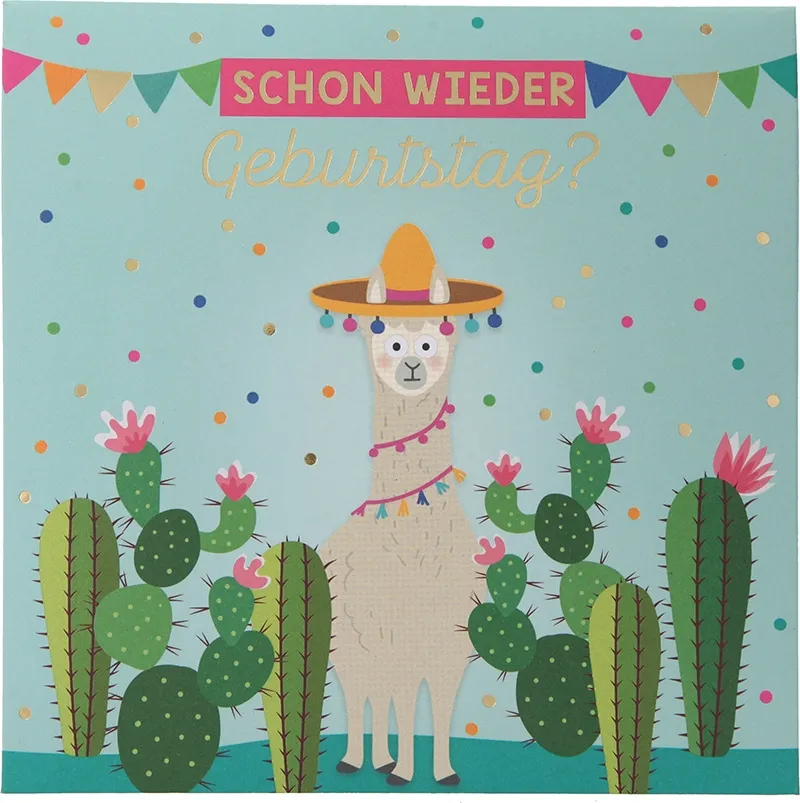 Pop-up-Musikkarte "No ProbLAMA" mit Licht-Effekt