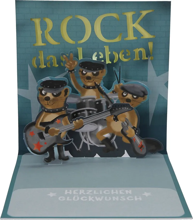 Pop-Up Musikkarte "Happy Birthday" Rock mit Licht-Effekt
