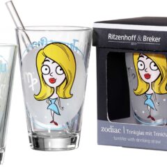 Trinkglas Sternzeichen „Jungfrau“ mit Trinkhalm – Ritzenhoff & Breker *