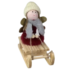 Engel auf Holzschlitten Deko-Figur für Weihnachten und Adventszeit